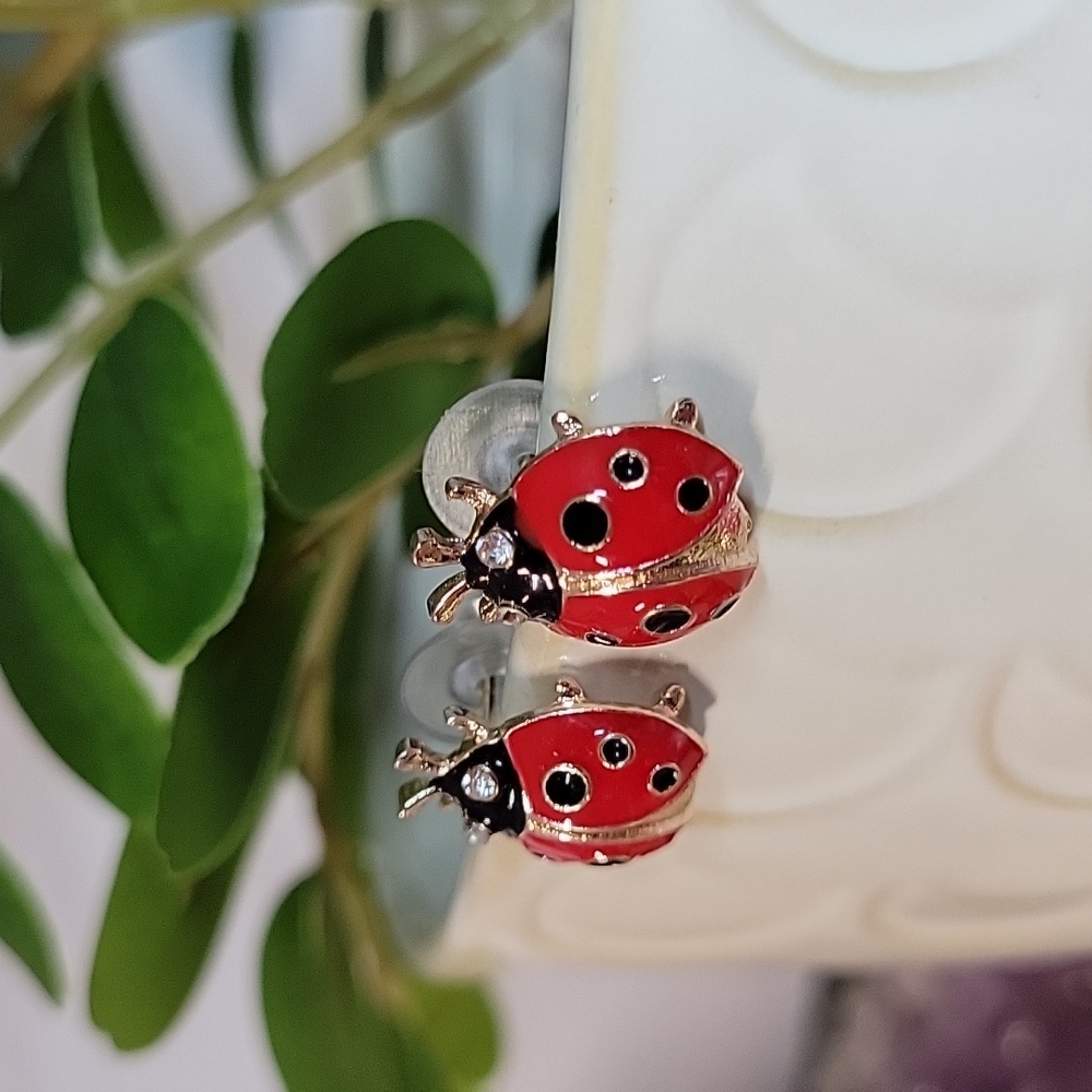 Ladybug Stud Earrings - Picture 4 of 7